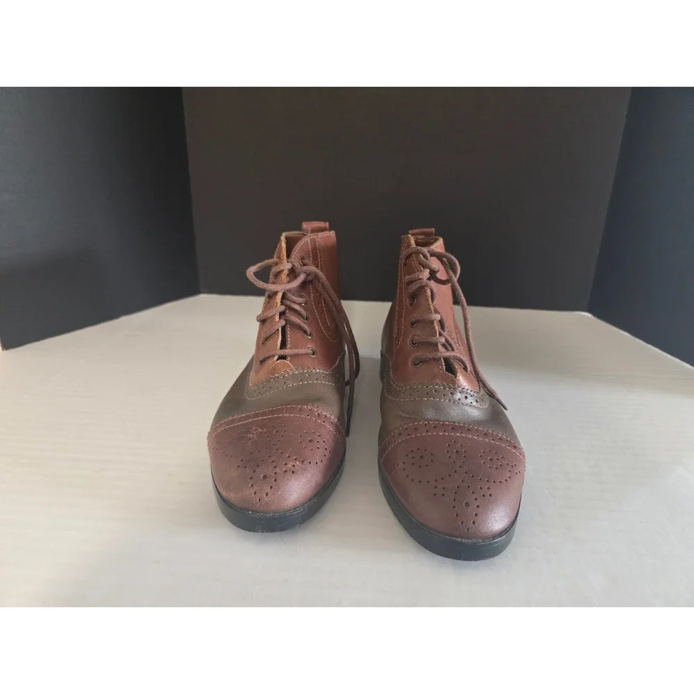 Honors Vintage Brown Leather Wingtip Ankle Boots Lace Up Brogue Made in Brazil 7
